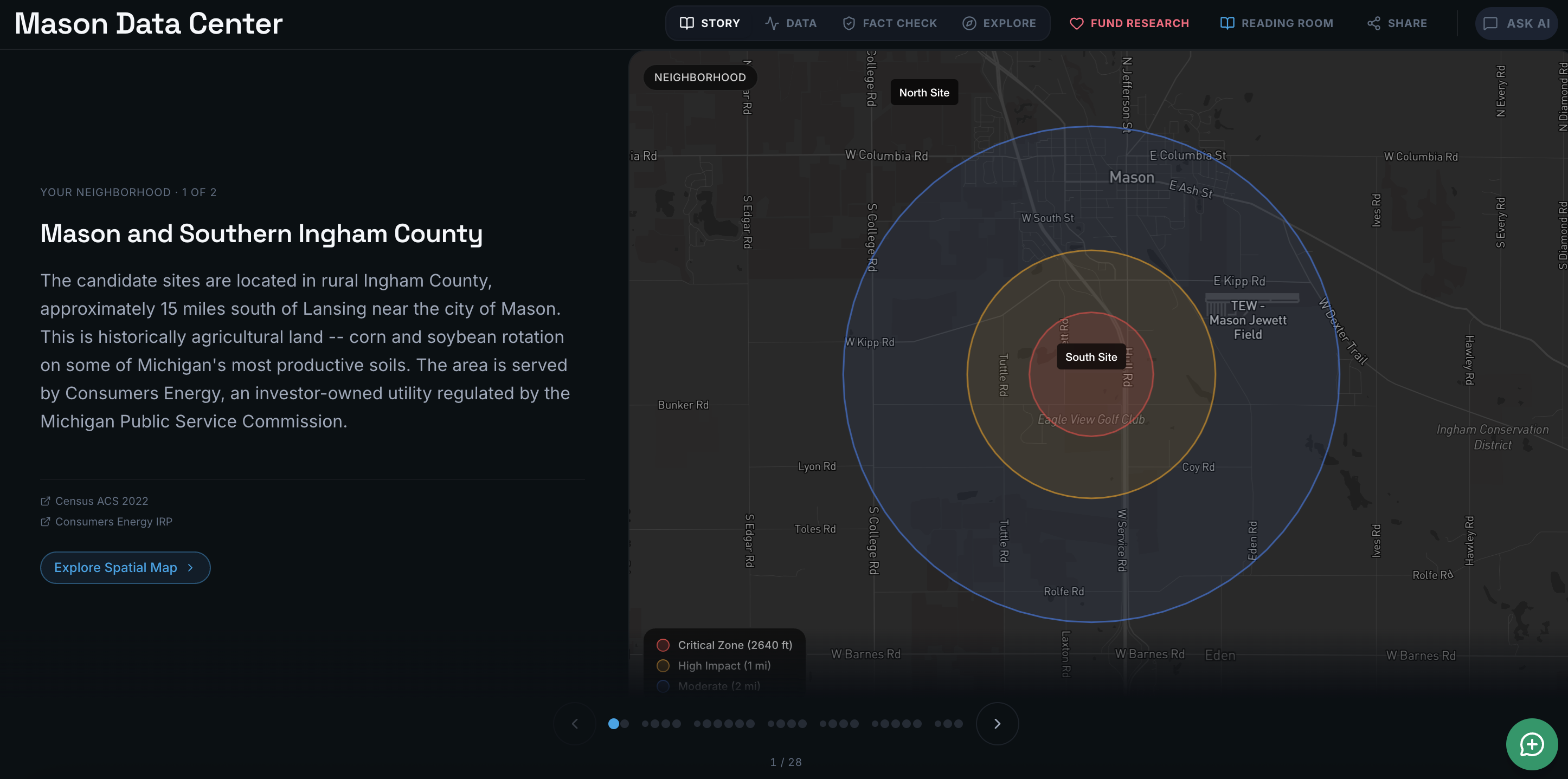 Mason Data Center Project map