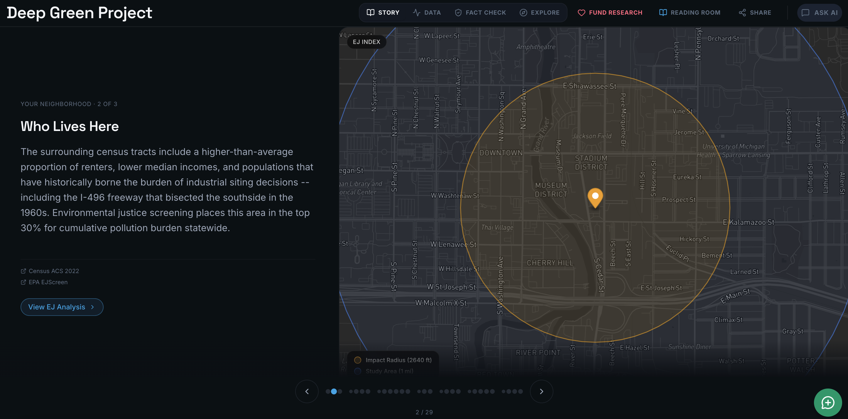 Demographic map of residents